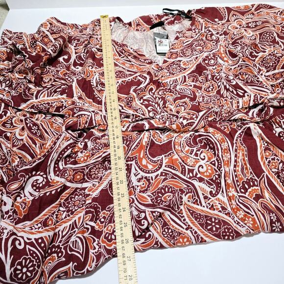 NWT City Chic Plus Size 18 Paisley Charm Maxi Dress Marsala Red Puff Sleeve Boho - Picture 11 of 12